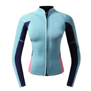 Women's Neoprene Long Sleeve Jacket Front Zipper Wetsuits Top Diving Jackets Surfing Suit Kayaking Canoeing