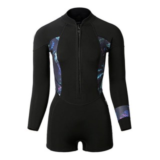 2mm Neoprene Women Bikini Women's Front Zip Surfing Long Sleeve Shorty Wetsuit Spring Suit