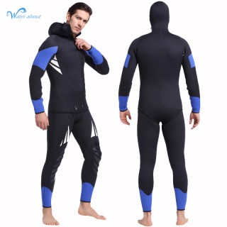 Manufactue 2piece mens 5mm 7mm front zipper keep warm spearfishing diving wetsuit with hood