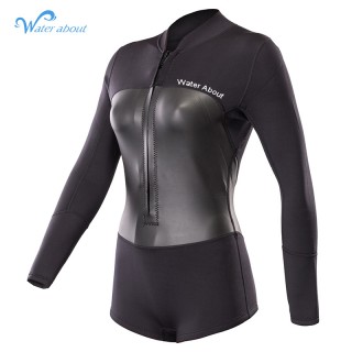 Mock neck black long sleeve front zipper smoonth skin cr women rash guard wetsuit women wet diving suit supplier
