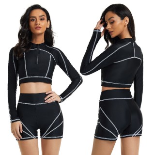 Factory Wholesale Women Rash Guard Long Sleeve Bathing Suit Two Piece Swimsuit UPF 50+