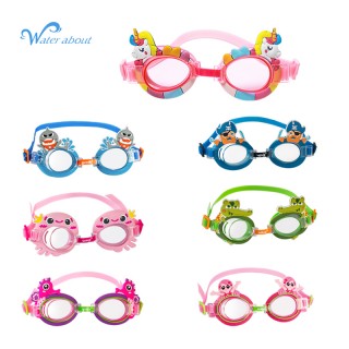 Kid swimming goggles colorful child eye protection 2400 swim glasses with Anti-fog PC Silicone head strap