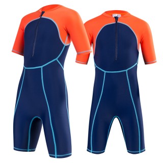 Kids Shorty Sleeve Front Zipper Swimming Suit UV Prontection Bathing Suit One Piece Spring Suit Swimwear Swimsuit Supplier