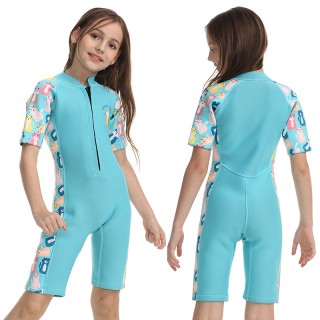 Trajes De Buceo Surf Clothing Short Sleeve Cute Cartoon Youth Girl Wetsuit Swimming Wet suit Swimwear Supplier